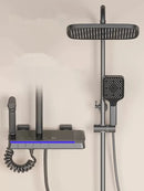 GobekUsa Brass Shower Faucet Set with Intelligent Atmosphere Light and Pressurized System
