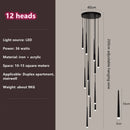 GobekUsa Loft Black LED Stair Chandelier for Modern Living Room and Restaurant