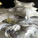 GobekUsa Flowers Pattern Brushed Bedding Set: Duvet Cover, Bed Sheet, Fitted Sheet, Pillowcase 4Pcs