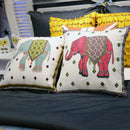 GobekUsa Ethnic Flower Elephant Pillowcase, Hand-Embroidered Boho Cushion Cover