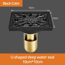 GobekUsa Black Brass Shower Drain Strainer Floor Cover Square Art Carved Grate Basins SY-073R