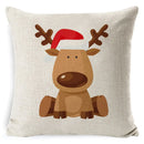 GobekUsa Christmas Deer Linen Pillow Cover 45x45cm for Home Sofa Decor