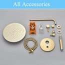 GobekUsa Brushed Gold Shower Faucet Set Wall Mount Rainfall Shower System