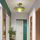GobekUsa Green Flower Glass Copper Ceiling Light - Nordic Modern LED, Living Room Bedroom Hallway Fixtures