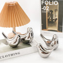 GobekUsa Golden Silver Bird Figurines Modern Ceramic Statues - Home Decor Wedding Gifts
