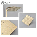 GobekUsa Brushed Gold Shower Faucet Set: Adjustable Height 4-Function Mixer Bathtub Tap
