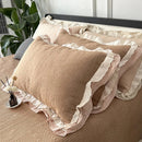GobekUsa Lace Ruffles Quilted Bedspread Set with Pillowcases Queen Size