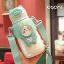 GobekUsa Kids Cute Cartoon Water Cup with Portable Strap - BPA-Free Student Sippy Cup