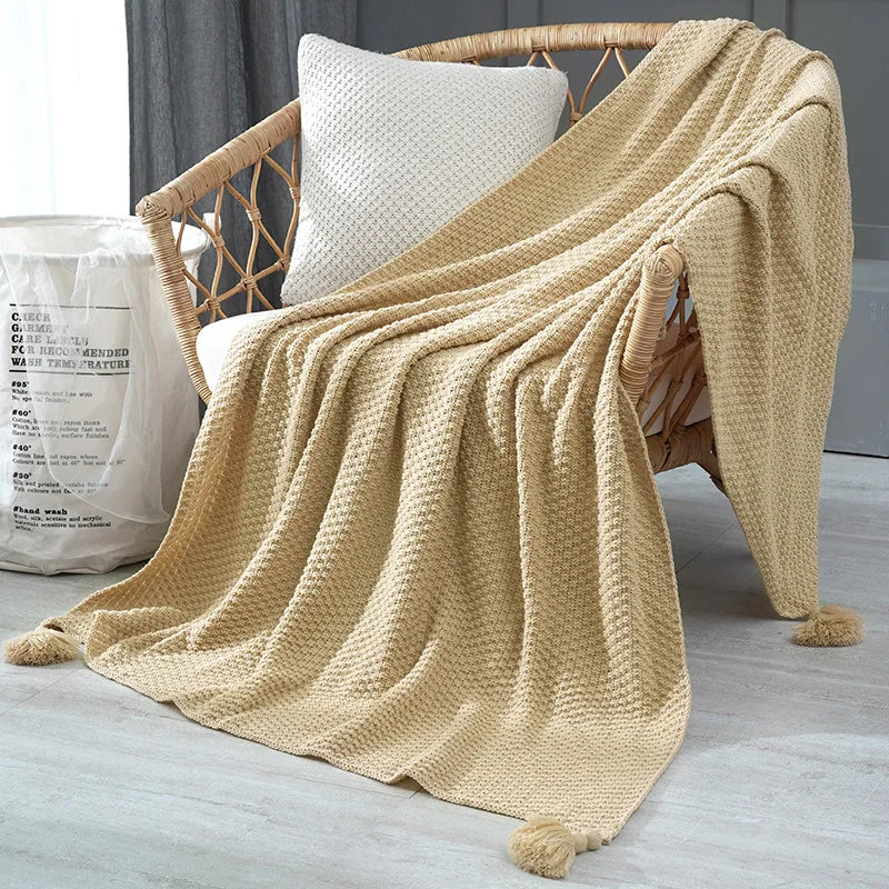 GobekUsa Knitted Sofa Throw Blanket with Fringe Yarn, photo 4 of 9
