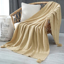 GobekUsa Knitted Sofa Throw Blanket with Fringe Yarn