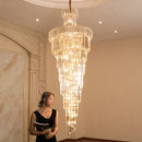 GobekUsa Gold Crystal Duplex Building LED Chandeliers - Luxury Staircase Decoration
