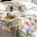 GobekUsa Egyptian Cotton Flowers Embroidery Luxury Bedding Set - Queen King Size