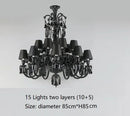 GobekUsa Black Crystal Chandelier: Luxury Lighting for Villa Hotel, Living Room, Dining Room