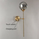 GobekUsa Golden Glass Ball LED Wall Lamps with Touch Switch, Modern Nordic Decor Lighting