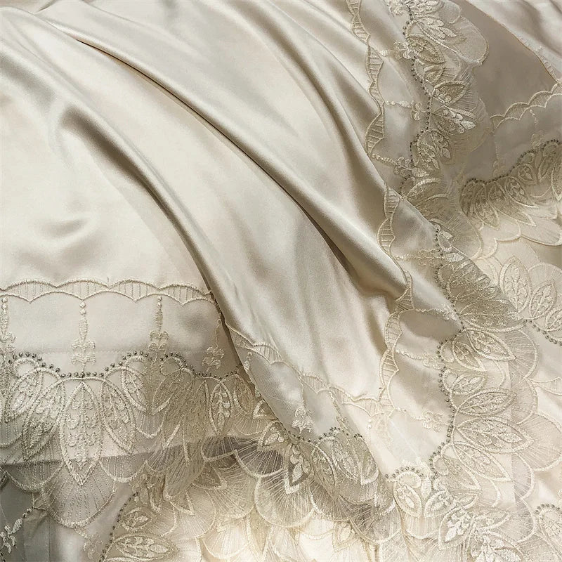 GobekUsa Lace Patchwork Silk Cotton Luxury Bedding Set Queen King Size, photo 6 of 9