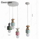 GobekUsa Kids Animal Pendant Lamp: Rabbit Lion Cat LED Ceiling Light Fixture