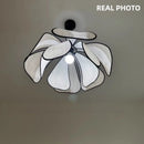 GobekUsa Creamy Abaca Fabric Led Pendant Light - Nordic French Wabi Sabi Suspend Lamp