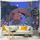 GobekUsa Enchanted Forest Tapestry: Animals, Flowers, Moon - Home Decor