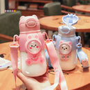 GobekUsa Kids Cute Cartoon Water Cup with Portable Strap - BPA-Free Student Sippy Cup