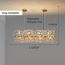 GobekUsa Gold Crystal Chandelier: Luxury LED Hanging Lamp for Living and Dining Room