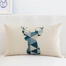 GobekUsa Geometric Elk Design Linen Lumbar Pillow Cover 30X50cm Modern Nordic Home Decor