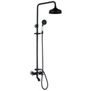 GobekUsa 8" Black Rain Shower Head Set with Hand Spray and Mixer Faucet