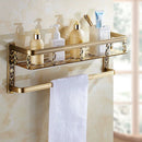 GobekUsa Aluminum Bathroom Corner Shelf - 40cm Length, Antique Finish, Shower Room Basket