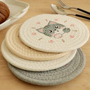 GobekUsa Cat Print Round Woven Coaster Cup Mat Table Heat Insulation Pad