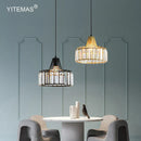 GobekUsa Gold Mini Crystal Pendant Chandelier for Bedroom, Kitchen Island, Hallway - Small Black E27 Lamp
