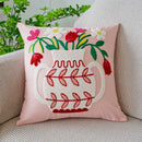 GobekUsa Boho Floral Embroidered Canvas Cushion Cover 45*45cm for Living Room