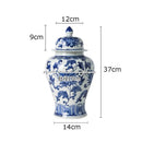 GobekUsa Blue White Porcelain Bird Flower Jar Tea Canister Vase Desk Decor
