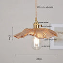 GobekUsa Green Glass LED Pendant Lamp with Copper Wood Handle for Modern Nordic Home Decor
