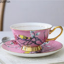 GobekUsa Cartoon Bird Pattern Ceramic Cup & Saucer Set for Dining Table and Coffee Mug