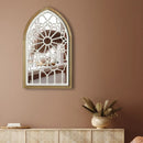 GobekUsa Gothic Rose Window Carved Mirror for Wall Decor in Living Room, Bedroom