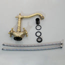 GobekUsa Antique Brass Carved Waterfall Bathroom Faucet Set Mixer Tap