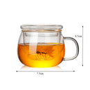 GobekUsa Glass Tea Cup with Infuser and Lid - 350ml Drinkware for Home and Office
