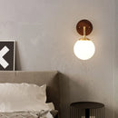 GobekUsa Glass Wall Light Fixture Walnut Wood Modern Nordic Pull Chain Switch Lamparas