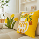 GobekUsa Elegant Yellow Vase Flower Cushion Cover - 45x45cm