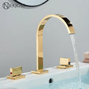GobekUsa Crystal Handle Gold Bathroom Basin Faucet Three Hole Mixer for Bathtub