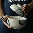 GobekUsa Japanese Ceramic Ramen Bowl Set - Noodle Soup & Rice Bowl with Lid