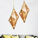 GobekUsa Diamond Glass LED Pendant Light Smoky Gray Amber Hanging Lamp for Living Room