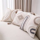 GobekUsa Geometric Tufted Beige Gray Cushion Cover Nordic Style for Modern Decor