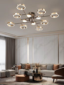 GobekUsa Gold Plated Luxury Chandelier with Remote Control Crystals for Elegant Living & Bedroom Decor