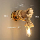 GobekUsa Hand Shape Hemp Rope Wall Light for Corridor Bar Restaurant, E27 Wall Decoration Lamp