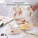 GobekUsa Gold Porcelain Tea Set 200ml Elegant Coffee Cup Saucer Spoon Set
