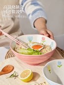 GobekUsa 7" Hand-Painted Ceramic Ramen Bowl - Large Noodle Bowl for Home & Restaurant