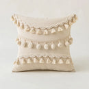 GobekUsa Ivory Cushion Cover with Pompom Tassels - Home Decor for Living Room Sofa Booth