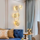 GobekUsa Gold Flower Copper Frame Wall Sconce for Hotel Dining Room Lighting