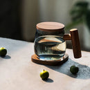 GobekUsa Glass Tea Cup Set with Wood Handle for Puer, Heat Resistant Kung Fu Style