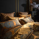 GobekUsa Golden Jacquard Baroque Bedding Set Queen King Size Linens - Sheet Pillowcase Comforter Cover